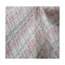 high quality pink fancy tweed fabric 410GSM pink 100%polyester woven tweed fabric for fabric suiting